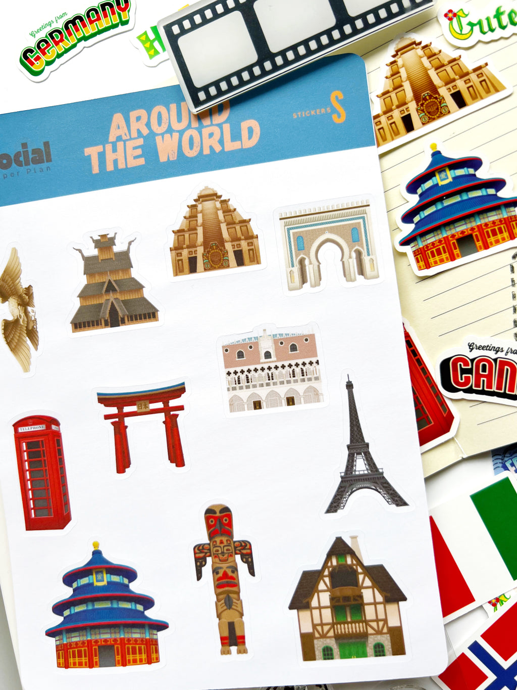 Around the World Sticker Sheet 5x7