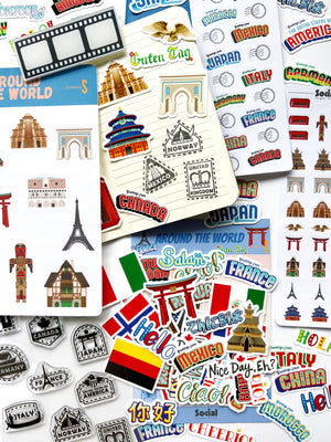 Around the World Slim Stickers - Postage