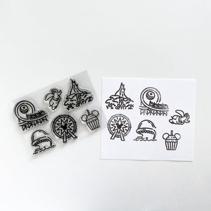 3 x 4 stamp set with 10 stamp designs  Just peel, stick, ink, and stamp! Perfect to decorate in your planner, travelers notebook, bujo or memory keeping book.  Card makers you can finally make your own background paper with these perfectly sized stamps!  For all stationery lovers, paper crafters, and travelers.