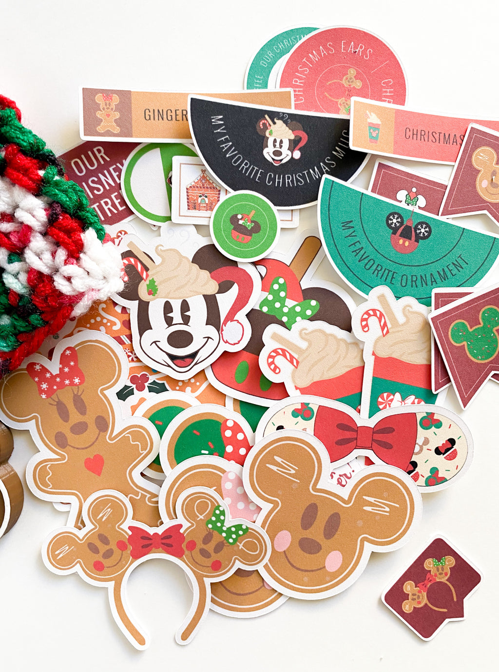 These holiday park ephemera is perfect for your Disney loving heart.  Holiday icons from around the parks.  Gingerbread Mickey and Minnie, peppermint coffee cups, Mickey mouse christmas mug, and lots of different paper ephemera to be used  on your scrapbooking projects!  Memory keeping, bujo, journaling, bullet journaling, card making, and other crafts!  