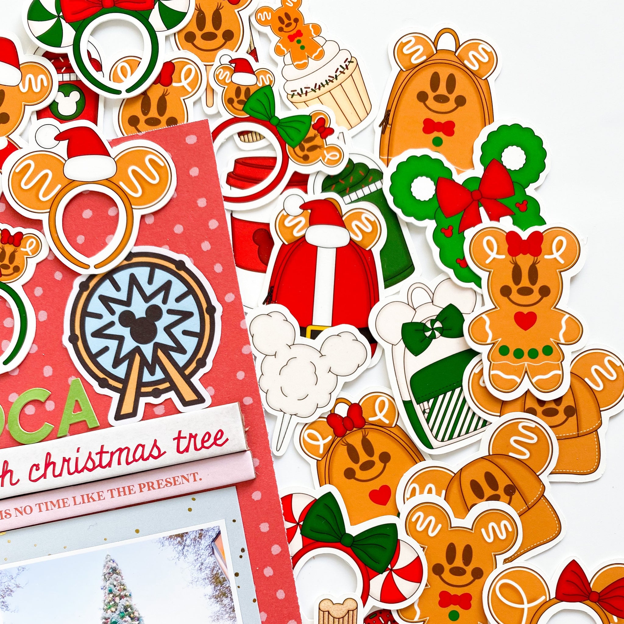 Gingerbread party mix, ephemera for DIY Christmas crafts, Christmas handmade cards, memory keeping items, Disney gingerbread cookies, Mickey Gingerbread cookie, paper crafting,