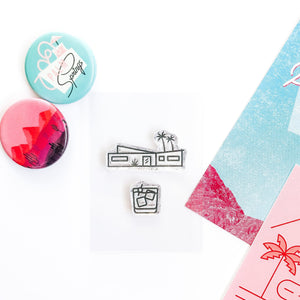 Palm Springs Mod House and Stiff Drink Stamp Set